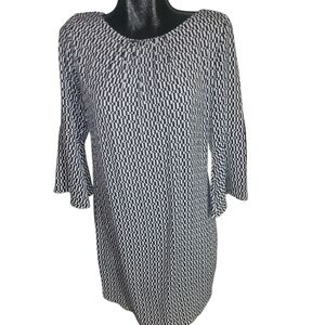 Ivy Beau Black and White Geometric Print Shift Dress 6